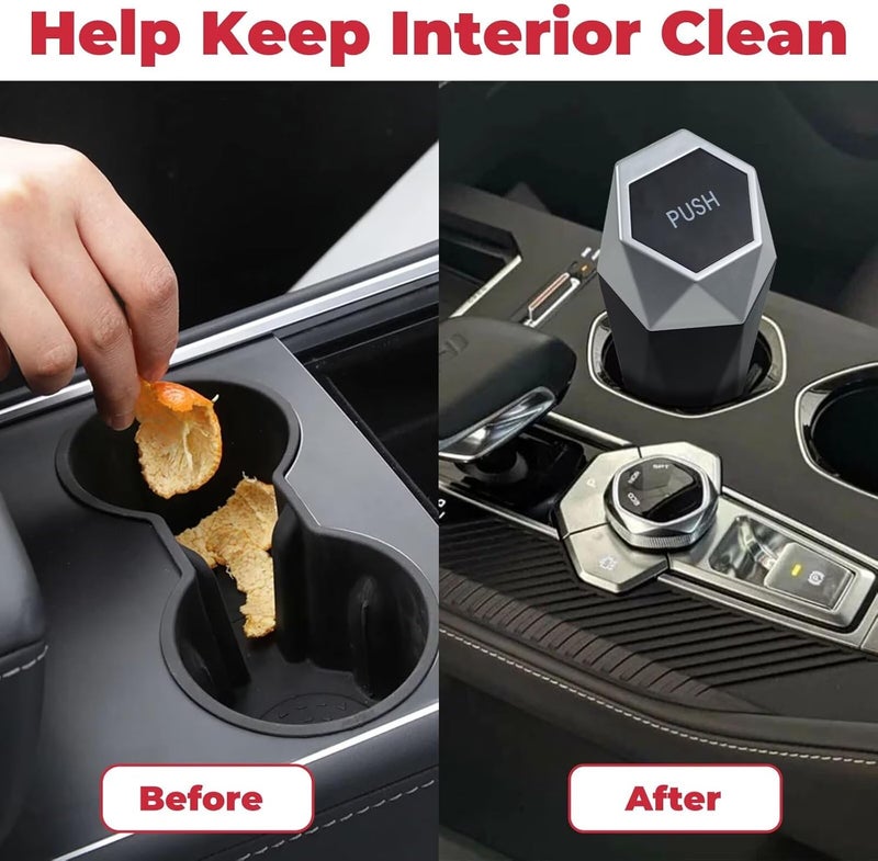 BFXM Car Trash Can with Lid, Garbage Bin for Women, Cute Interior Accessories for Seat Cup Holder, Organization Car Must Haves Essentials Mini Trash Can with Garbage Bag - Image 3